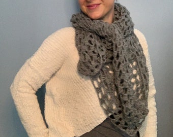 Oversized Heather Grey Triangle Shawl Scarf