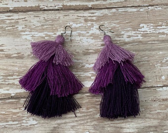 Cascading Pink and Red Tassel Earrings - DESTASH