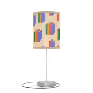 Bookish-tafellamp: kleurrijke boekenplanklampenkap, leeskamerdecor