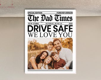 Fathers Day Newspaper Car Visor Clip,Dad Gift,Custom Photo Car Visor Clip, Fathers Day Gift, Gift for Dad from Son or Daughter, Gift For Him