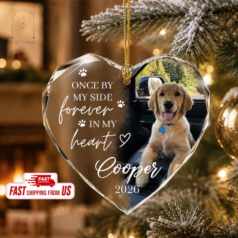 Custom Dog Photo Ornament, Dog Memorial Ornament, Personalized Dog Ornament, Dog Remembrance Ornament, Pet Loss Keepsake,Dog Memorial Gift image 1
