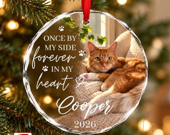 Custom Cat Photo Memorial Ornament, Cat Remembrance Gift, Pet Memorial Christmas Decoration, Cat Photo Keepsake, Christmas Pet Loss Keepsake