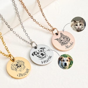 Personalisierte Pet Portrait Halskette, individuell Laser gravierte Hunde- oder Katzenhalskette mit Foto, Gedenkschmuck maßgeschneiderte Geschenke für Hundemutter