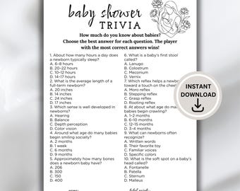 Baby Shower Trivia Game | Baby Shower Quiz | Fun Baby Shower Activity | Minimalist Baby Shower Game | Digital Download