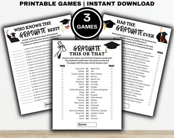 Afstudeerspelbundel, How Well Do You Know the Graduate, Has the Graduate Ever, This or That Grad Game, Modern Class of 2026 Party Games