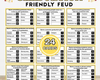 Afstuderen vriendelijke vete-game afdrukbaar | Leuk afstudeerfeestspel voor vrienden en familie | Afstudeeractiviteit