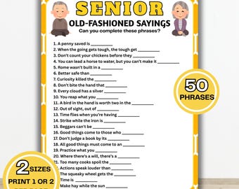 Senior Old-Fashioned Sayings Game – Finish the Phrase Quiz, Memory Challenge, Retirement Party Games
