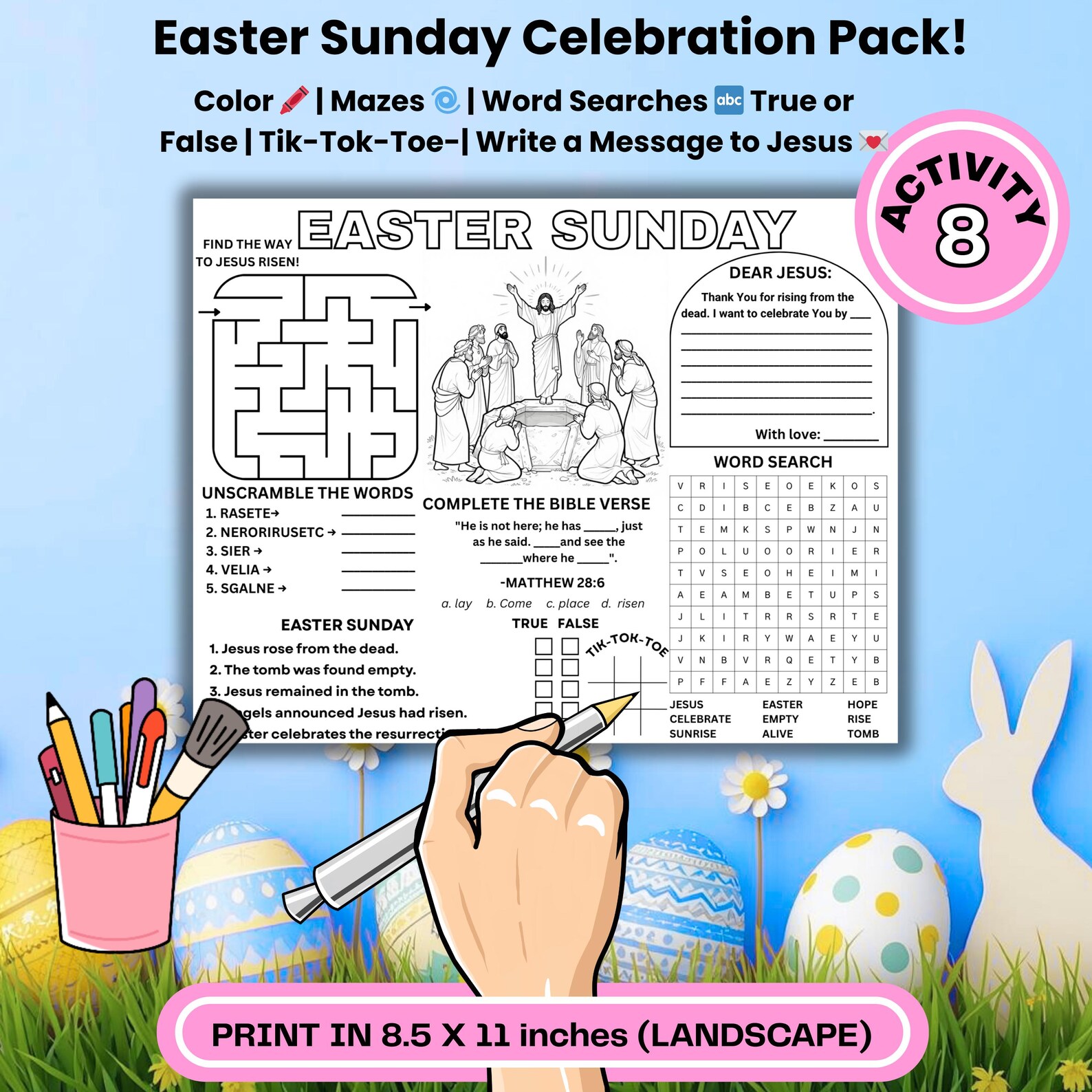 Holy Week Activity Placemat for Kids – Palm Sunday to Easter Journey ...