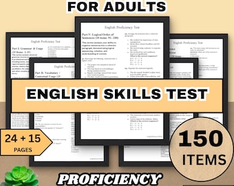 Engelska färdighetstest | Grammatik- och ordförrådsblad för vuxna (utskrivbar PDF)