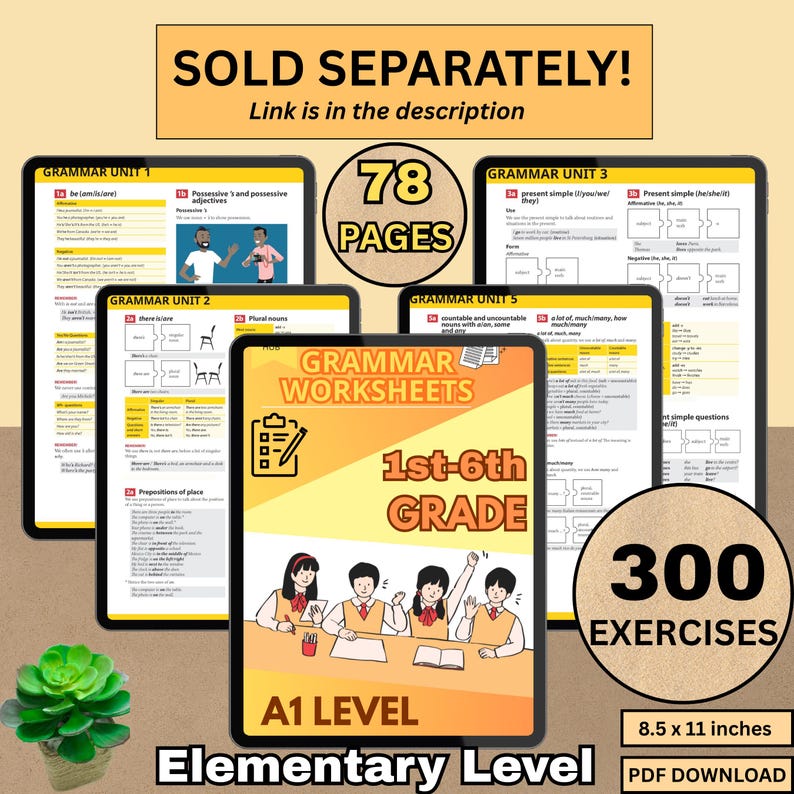 A1 English Grammar Worksheets and Lessons for Kids – 1st, 2nd, 3rd , 4th, 5th and 6th Grade, PDF Printable with Answer Key, ESL Practice