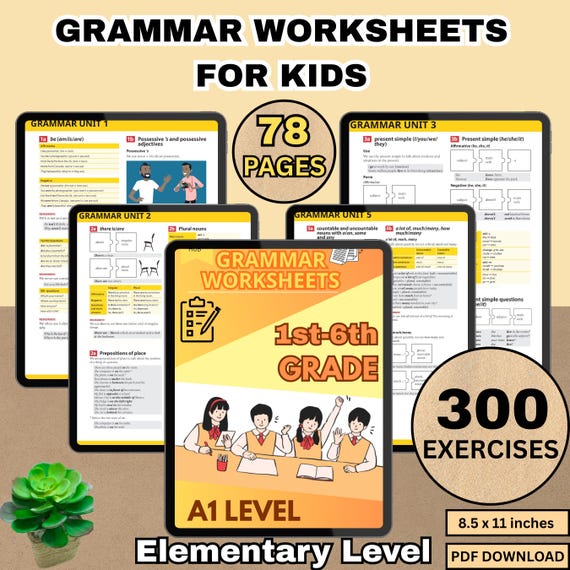 English Worksheets for Kids | Basic Grammar for Beginners (Printable ESL Materials)