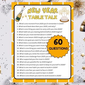 Charla de Año Nuevo / 60 preguntas para romper el hielo (Descarga digital)