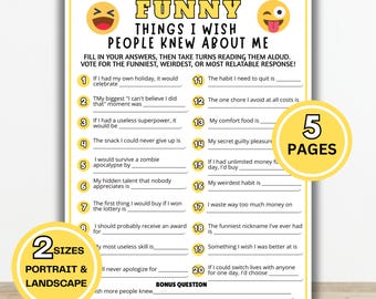 Funny Things I Wish People Knew About Me, All About Me Printable Party Game, Icebreaker Game for Adults & Teens, Team Building Games