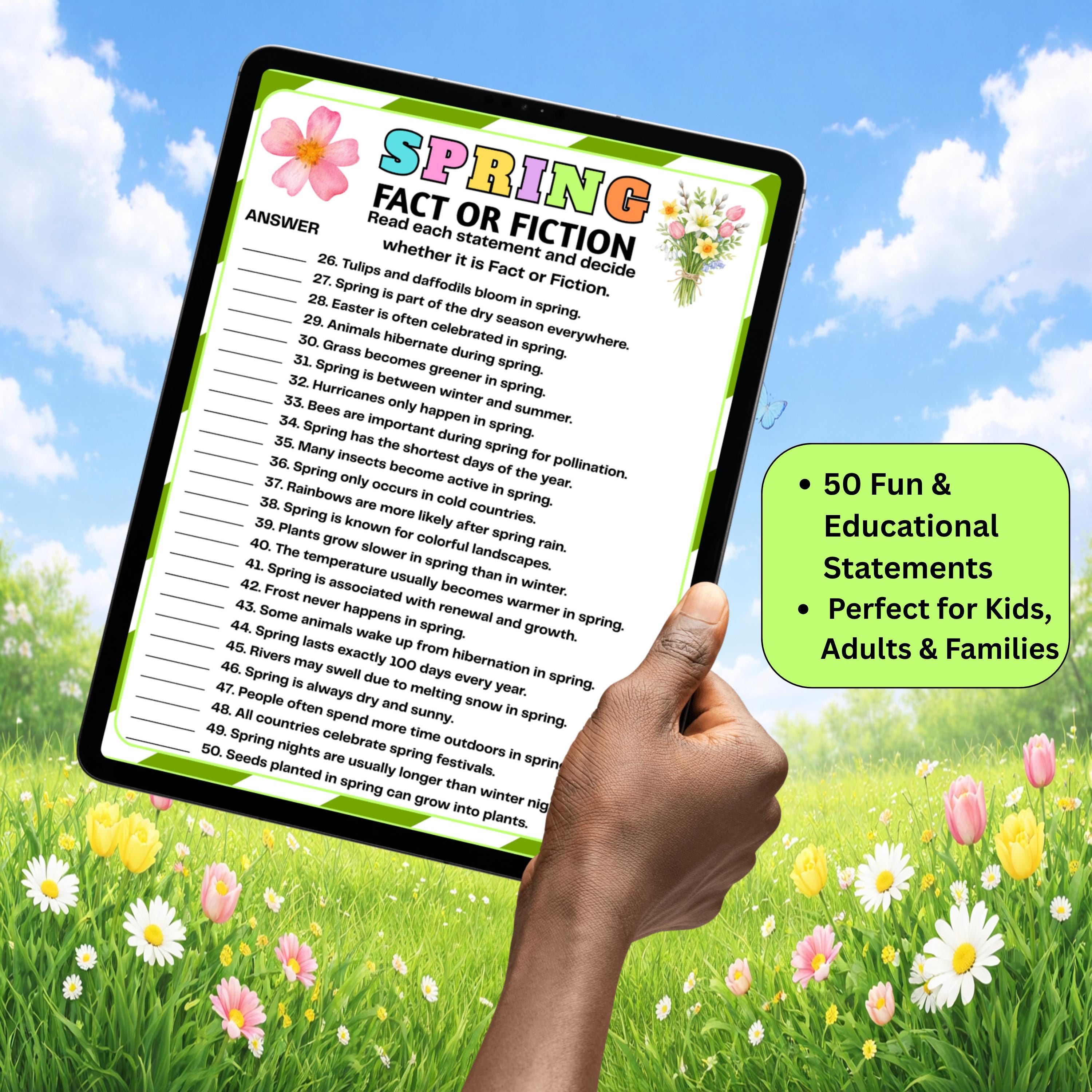Simple Spring Fact For Reception Spring Fact or Fiction Game, Spring Trivia Quiz for Kids & Adults | Fun ...