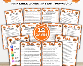 Fall Games Bundle | Autumn Party Games | 12 Fun Family Activities | Thanksgiving Games | Office Icebreakers (PDF Download)