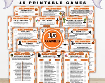 Halloween Games Bundle, Halloween Party Games, Halloween Activities Printable, Halloween Games for Kids Teens Adults, Halloween Trivia Game