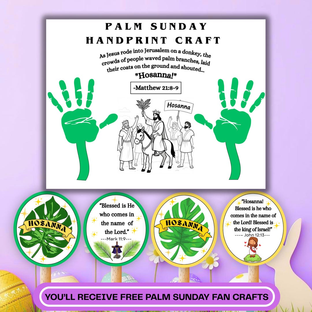 Palm Sunday Handprint Art Craft | Kids Bible Lesson Activity | Easter ...