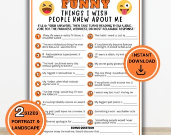 Things I Wish People Knew About Me Game, Get To Know Me Game, Funny Icebreaker Game for Adults & Teens, Birthday Party Game, Wellness Game