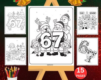 Páginas para colorir de Natal 6 7, atividade viral do meme Seis Sete (PDF)