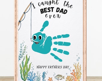 Vaderdag handafdruk vissen | Ik ving de beste vader ooit afdrukbaar | DIY-cadeau voor papa