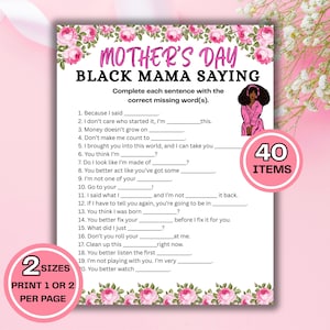 Black Mom Sayings Game | Mother’s Day Activity | Black Mama Trivia | African American Games