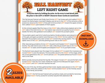 Fall Left Right Game , Pass the Prize Game , Autumn Game, Thanksgiving Game, Fall Activities, Family Game Night, Fun Group Icebreaker