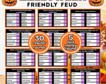 Halloween Friendly Feud Game | Halloween Family Feud Game | Interactive Game Night | Party Games for Adults & Families | Printable PDF
