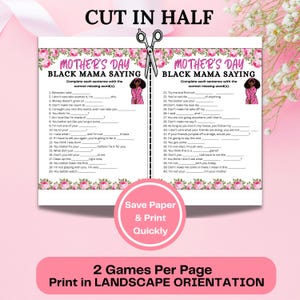 Black Mom Sayings Game | Mother’s Day Activity | Black Mama Trivia | African American Games