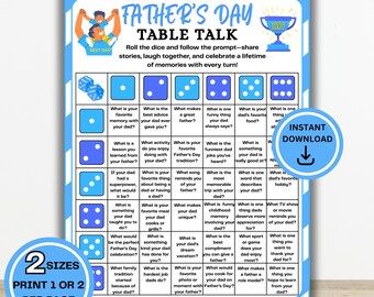 Vaderdag Tafelgesprek Dobbelspel | Gespreksstarter | Familiefeestspel (digitale download)