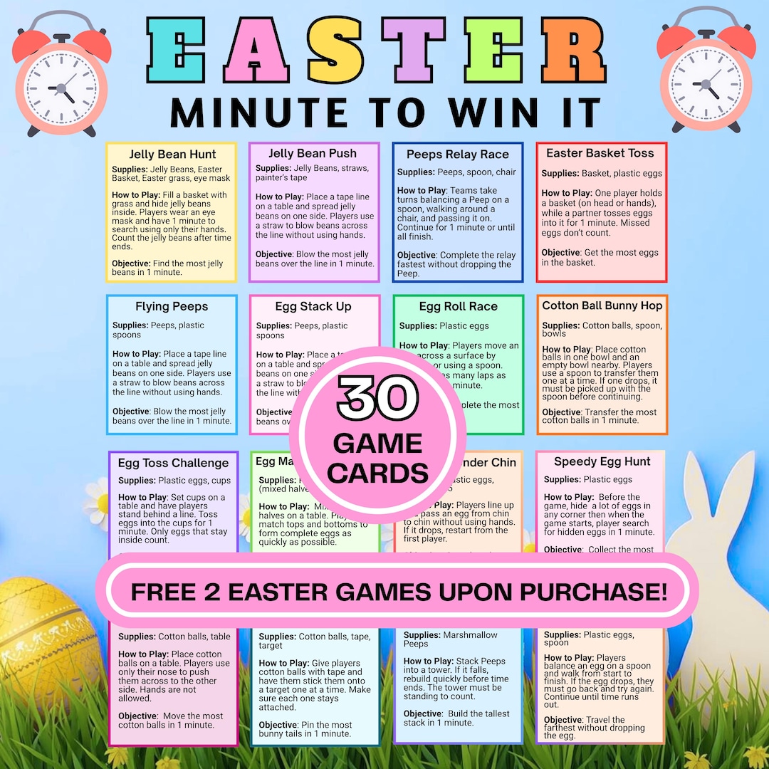 Easter Minute to Win It Games Printable, Family Party Challenge ...