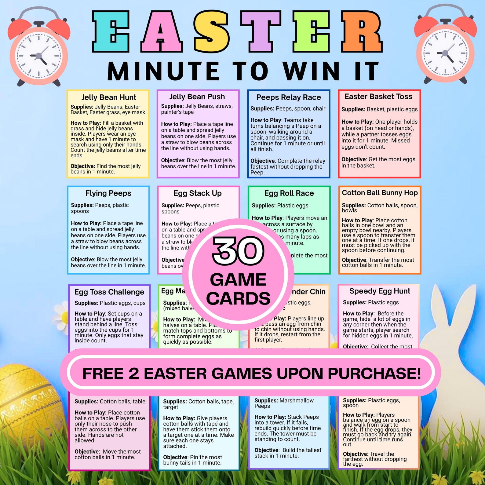Win Win Activity Easter Minute to Win It Games Printable, Family Party Challenge ...