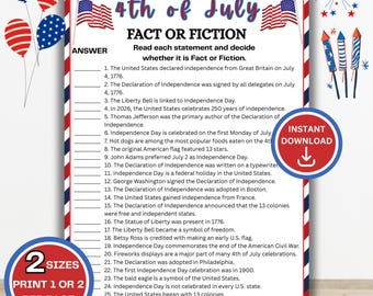 Feiten- of fictiespel van 4 juli, Independence Day Trivia, Patriotic Party Games