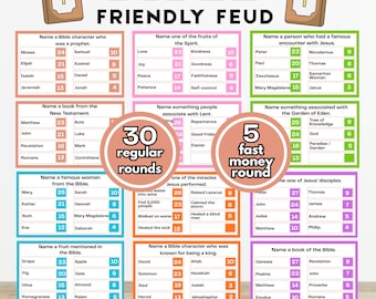 Bible Friendly Feud Printable | Bible Games for Church | Christian Group Game | Youth Group Game | Women's Ministry | Family Game Night PDF