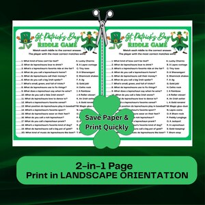 Leprechaun Math Riddles St. Patrick’s Day Riddle Game – Printable Leprechaun Trivia - Etsy