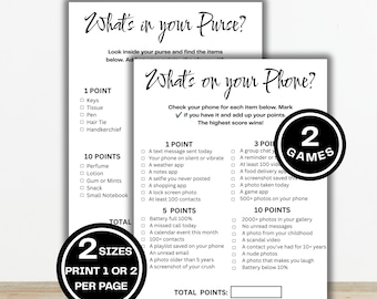 What’s On Your Phone & What’s In Your Purse Game, Scavenger Hunt, Fun Icebreaker Game, Office Party Games, Birthday Games, Family Reunion