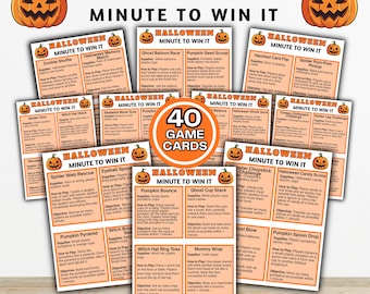 Halloween Minute to Win It Games | Fun Halloween Party Games Printable | Halloween Games for Kids Teens Adults | Family Game Night