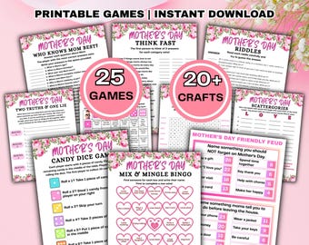 Mother’s Day Games Bundle | Fun Printable Party Games | Mother’s Day Crafts, Mom Activities, Family Brunch Game, Women’s Ministry Game