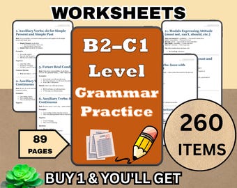 Grammaire anglaise avancée pratique B2–C1 | Feuilles de travail PDF ESL avec réponses