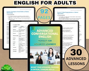 Conversación avanzada en inglés como segundo idioma (PDF) / 30 lecciones imprimibles para adultos