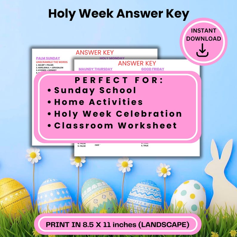 Holy Week Activity Placemat for Kids – Palm Sunday to Easter Journey ...