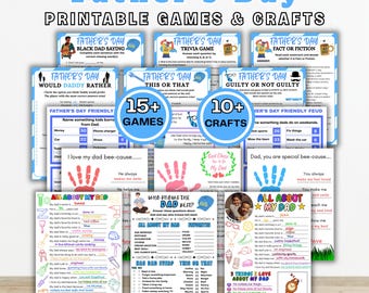 Father's Day Games Bundle, Dad Trivia, Family Party, Church Bible Games (Printable PDF)