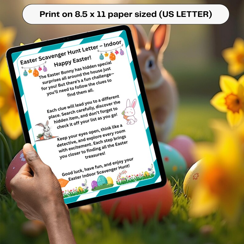 Easter Scavenger Hunt Game, Indoor Treasure Hunt Clues, Printable PDF ...