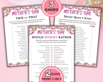 Mother's Day Game Bundle | Would Mommy Rather, This or That, Family Game Night (PDF)
