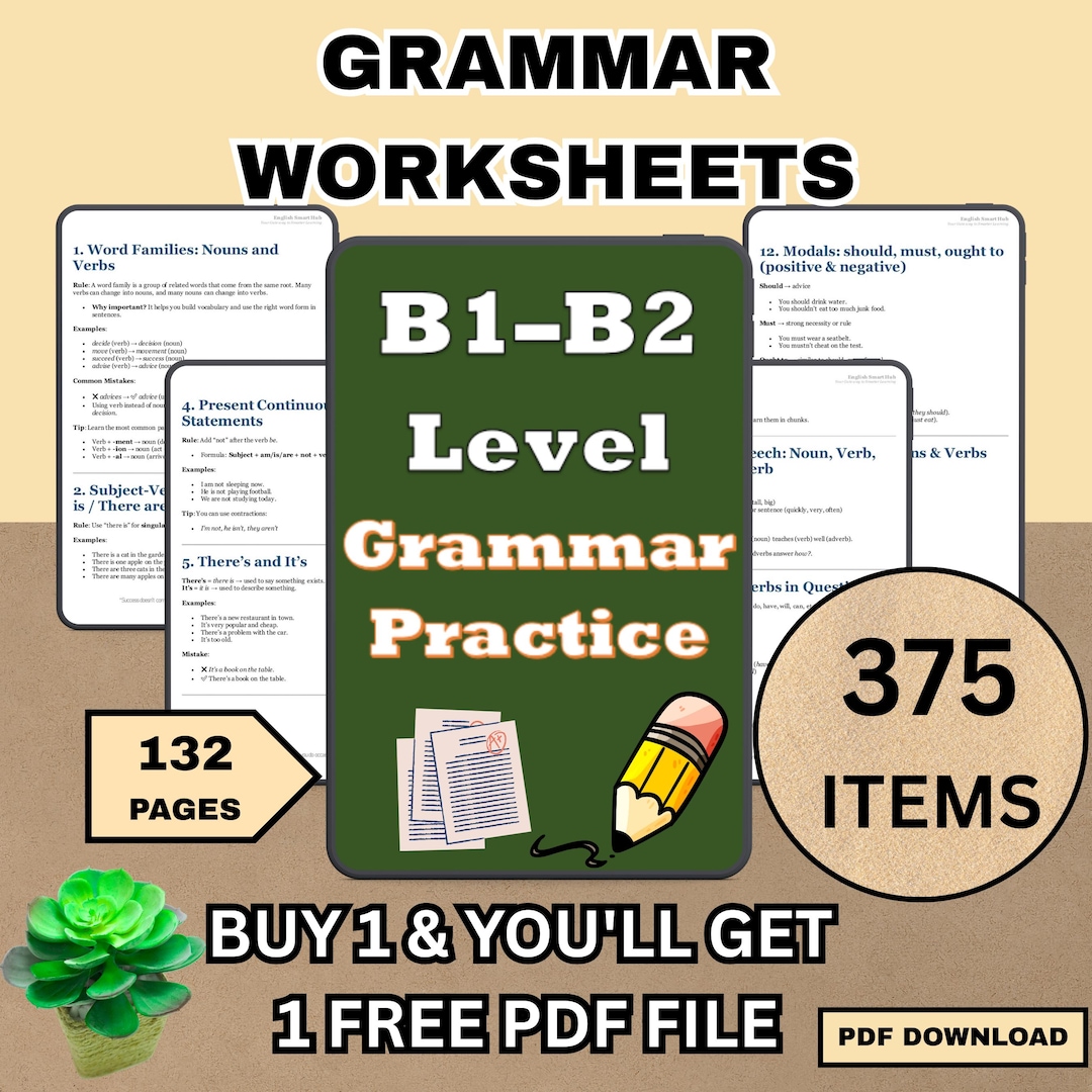 Intermediate English Grammar Practice | B1–B2 ESL Printable Worksheets ...