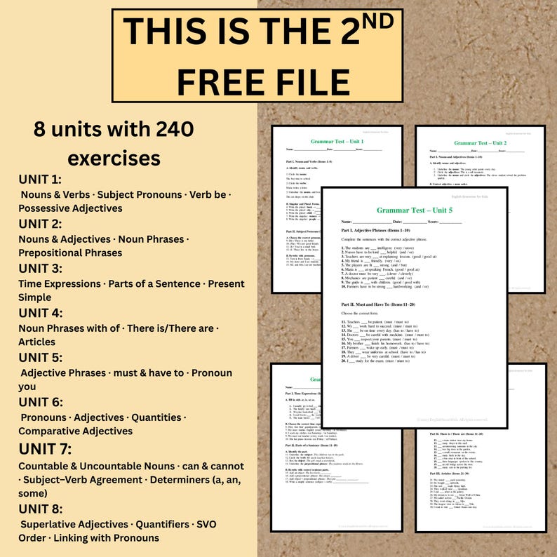 Övningsblad för engelsk grammatik: ESL-övningar för A1-A2-nivå (PDF-nedladdning) bild 6