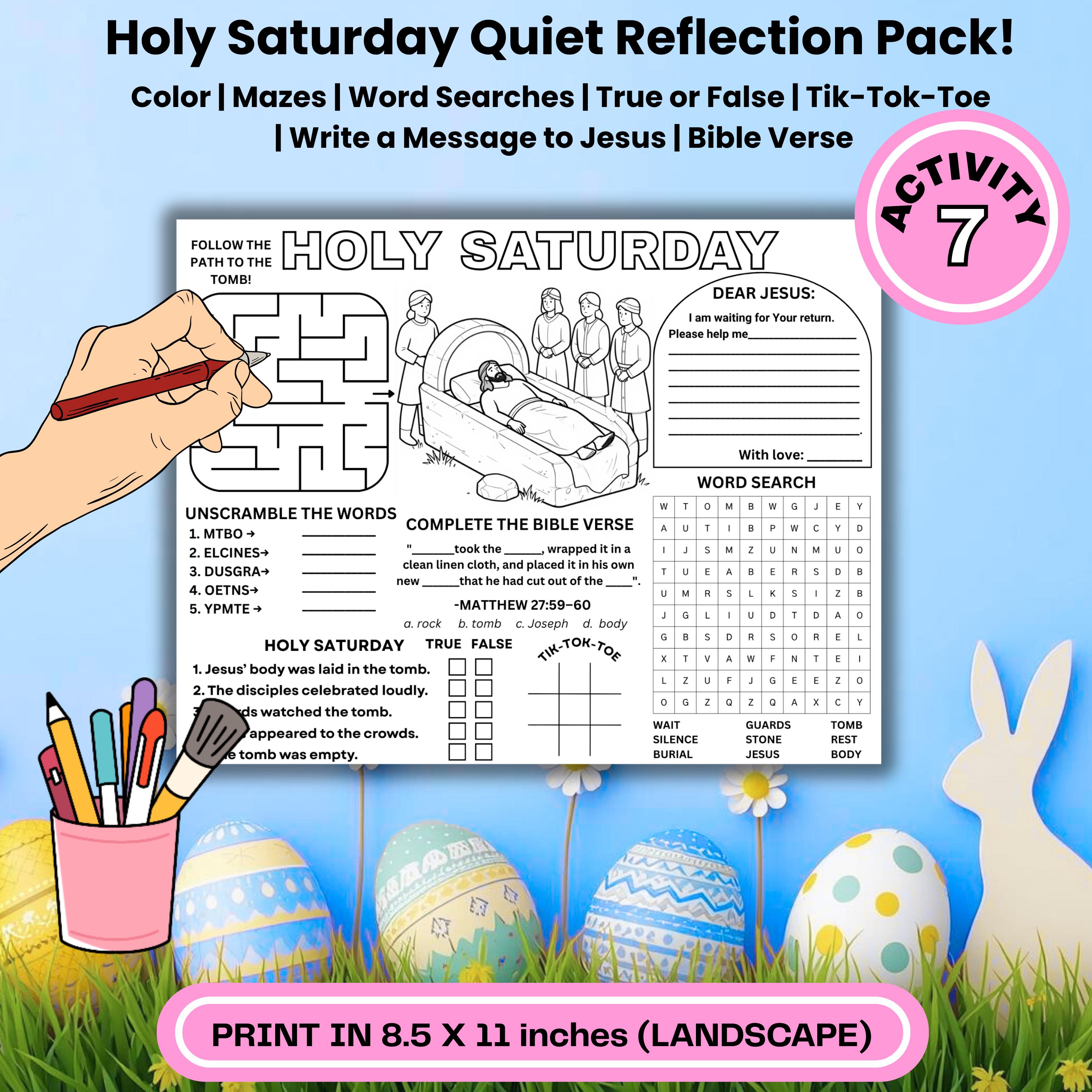 Holy Week Activity Placemat for Kids – Palm Sunday to Easter Journey ...