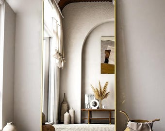 Arched Full Length Floor Mirror - 71"x28" Gold Finish