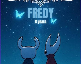 Geburtstagseinladung zu Hollow Knight; Bearbeitbare Vorlage in Canva (digitaler Download)