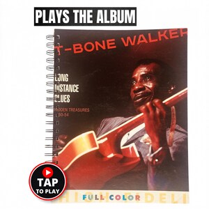 T Bone Walker Vinyl Record Notebook, Tap To Play Album Cover Journal, Blues Music Lover Gift