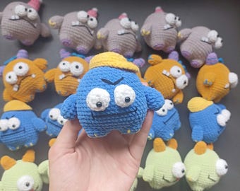 Llavero de Monstruo de Ganchillo: Peluche de Algodón Amigurumi Hecho a Mano